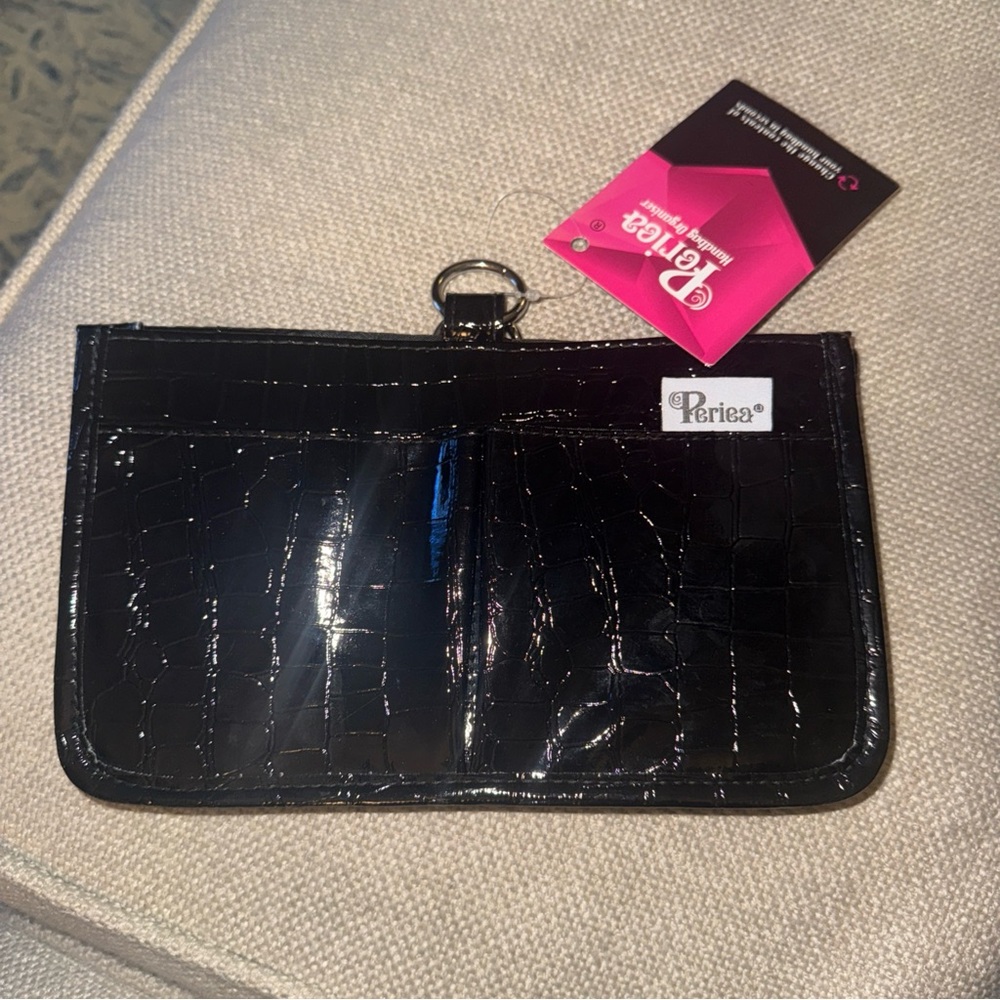 Periea Black Crocodile Pattern Clutch
